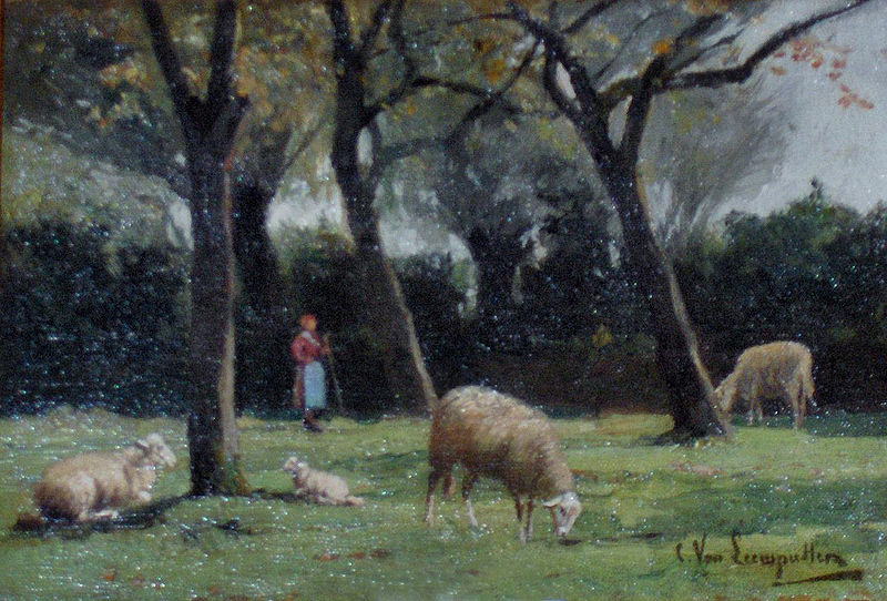 unknow artist Shepherdess with sheep